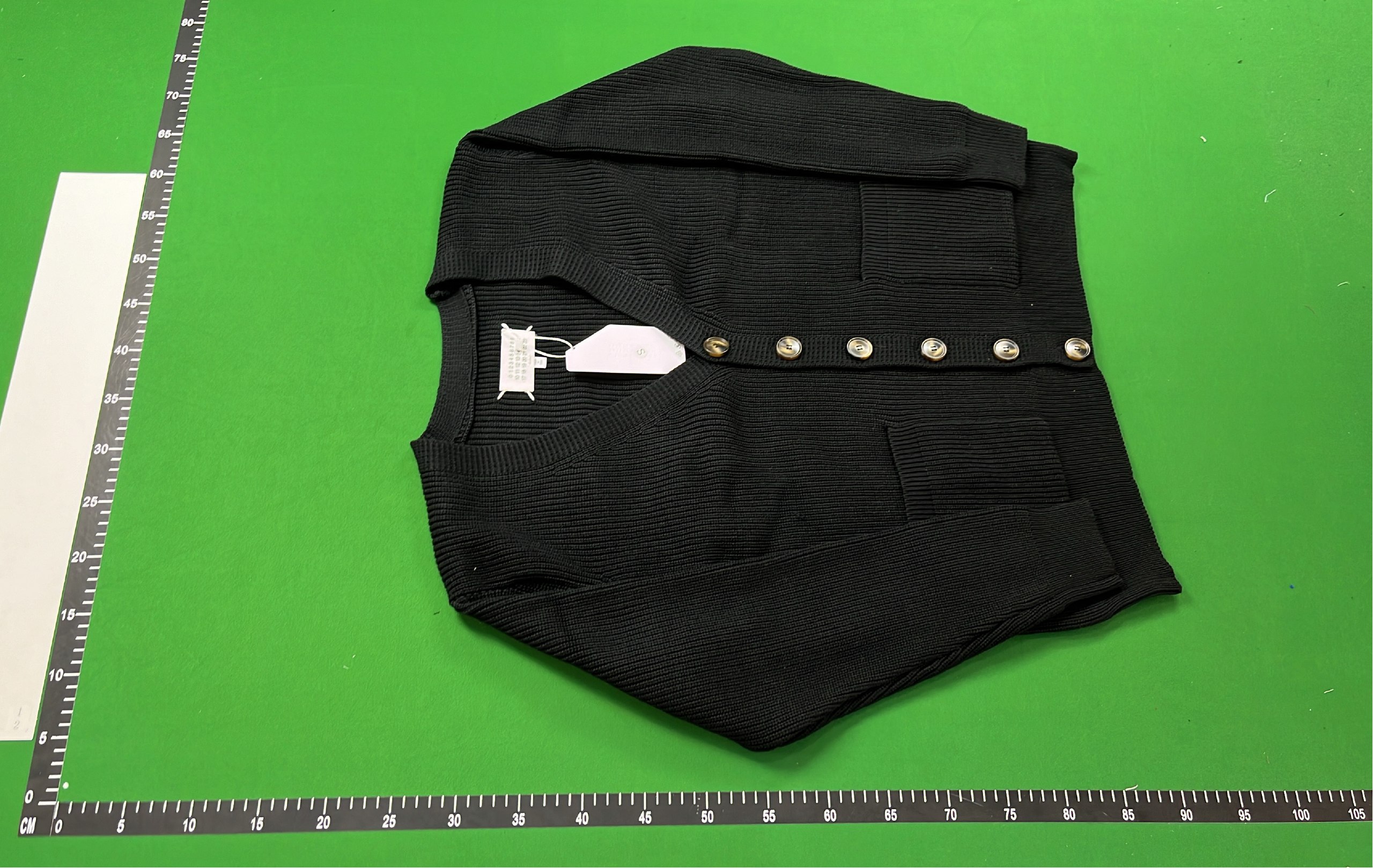 Women's Black Ribbed Knit Cardigan with Silver Buttons [2 styles] -4