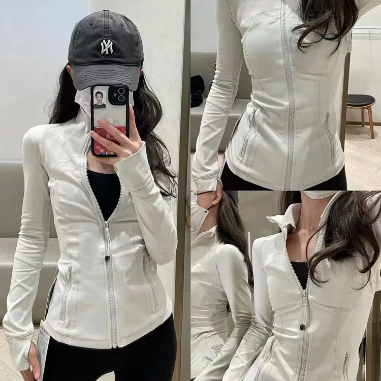  Women's White Zip-Up Active J