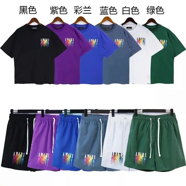 Amiri Rainbow Drip T-Shirt/Sho