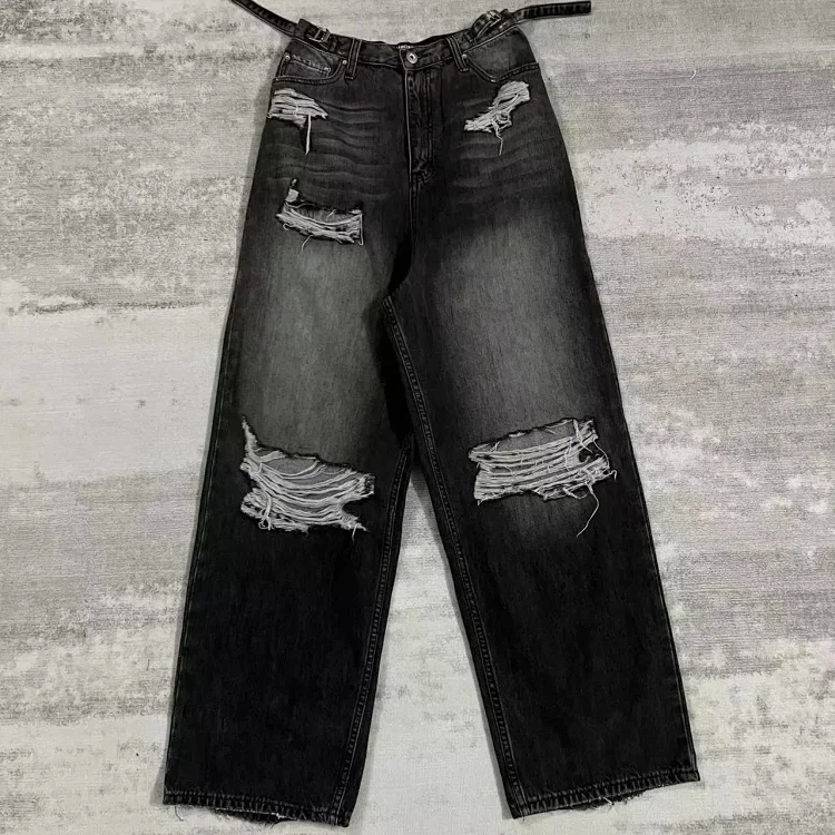  Balenciaga Distressed Wide-Le