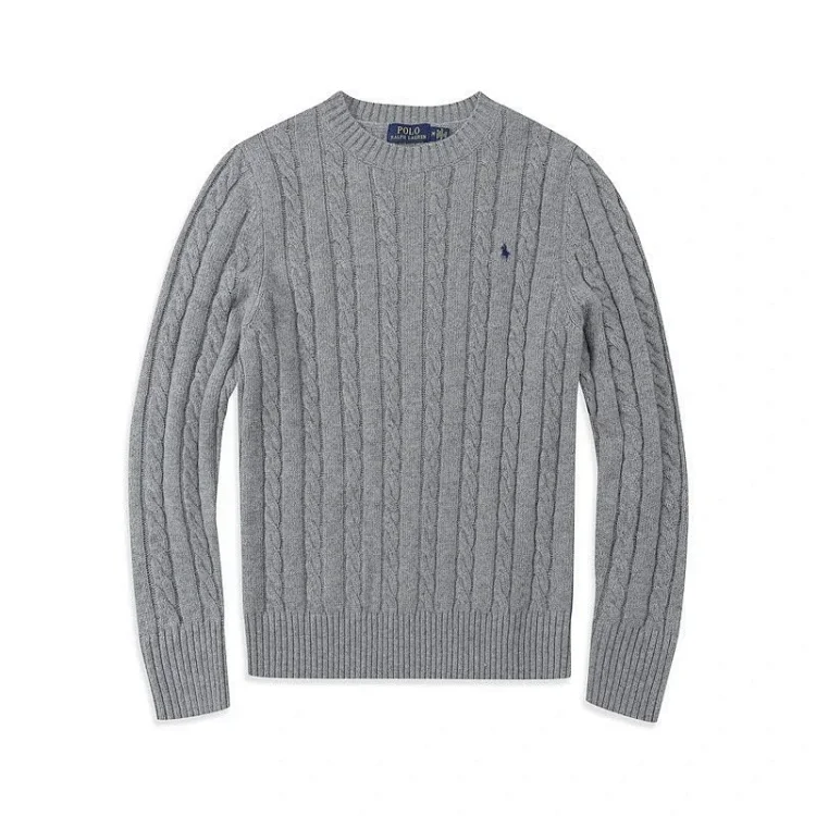 Men's Grey Cable Knit Sweater 