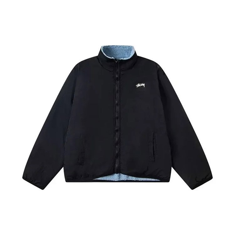 Stussy fleece double-sided zip-up collar warm jacket -2