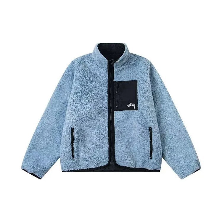 Stussy fleece double-sided zip-up collar warm jacket -4